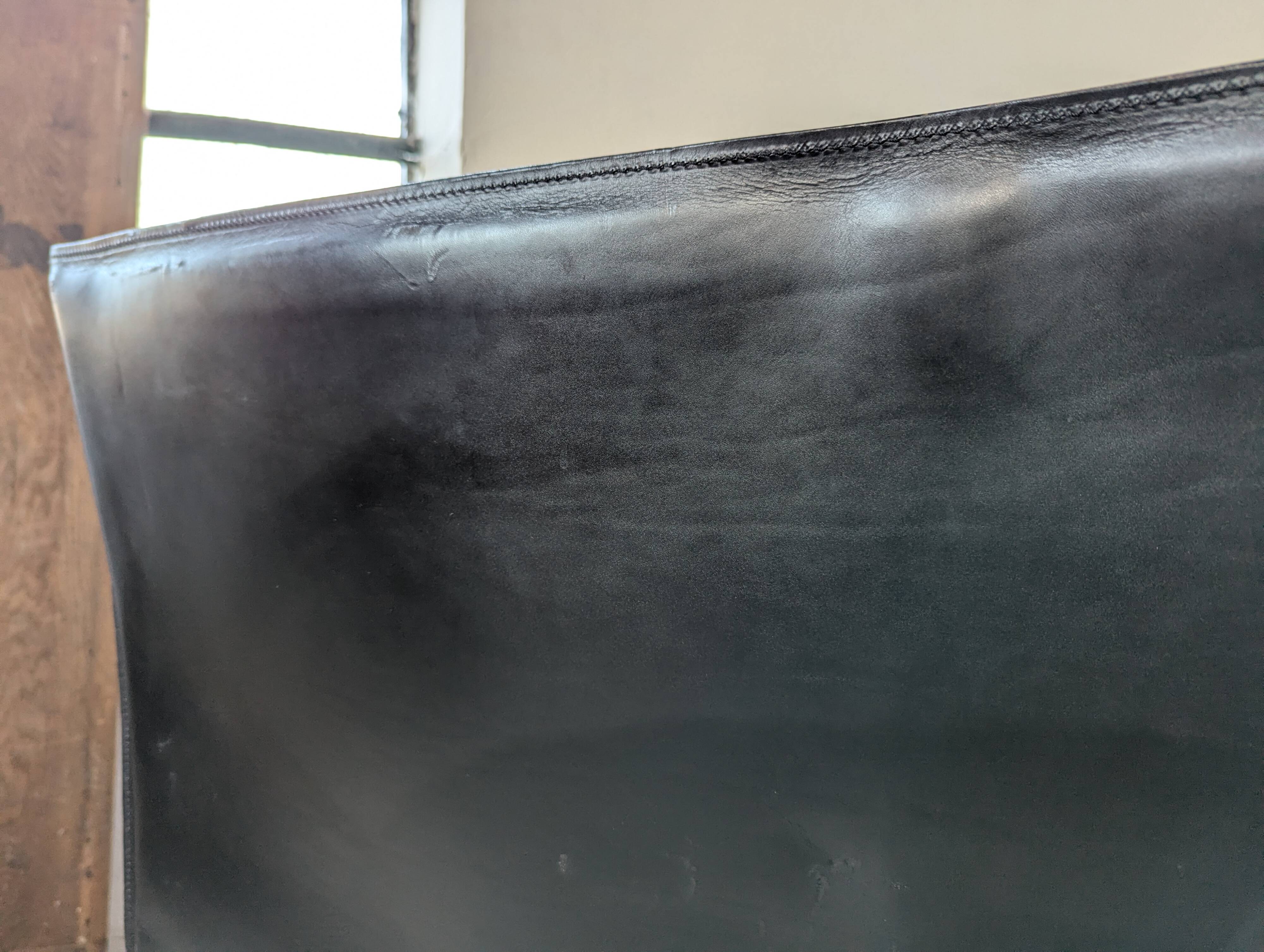 Italian designer leather bench, Enrico Pellizzoni