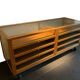 Vintage beech and glass display counter 1970