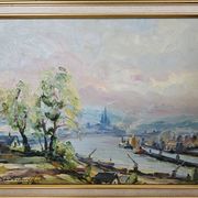 Tableau Huile sur toile - La normandie - Duclair signé Yves Bouffigny 1997