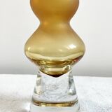 Amber Hooped Glass Vase in the Style of Bo Borgström, Scandinavian Mid-Century Art Glass