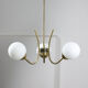 Italian Mid-century Brass and Opaline Glass Chandelier