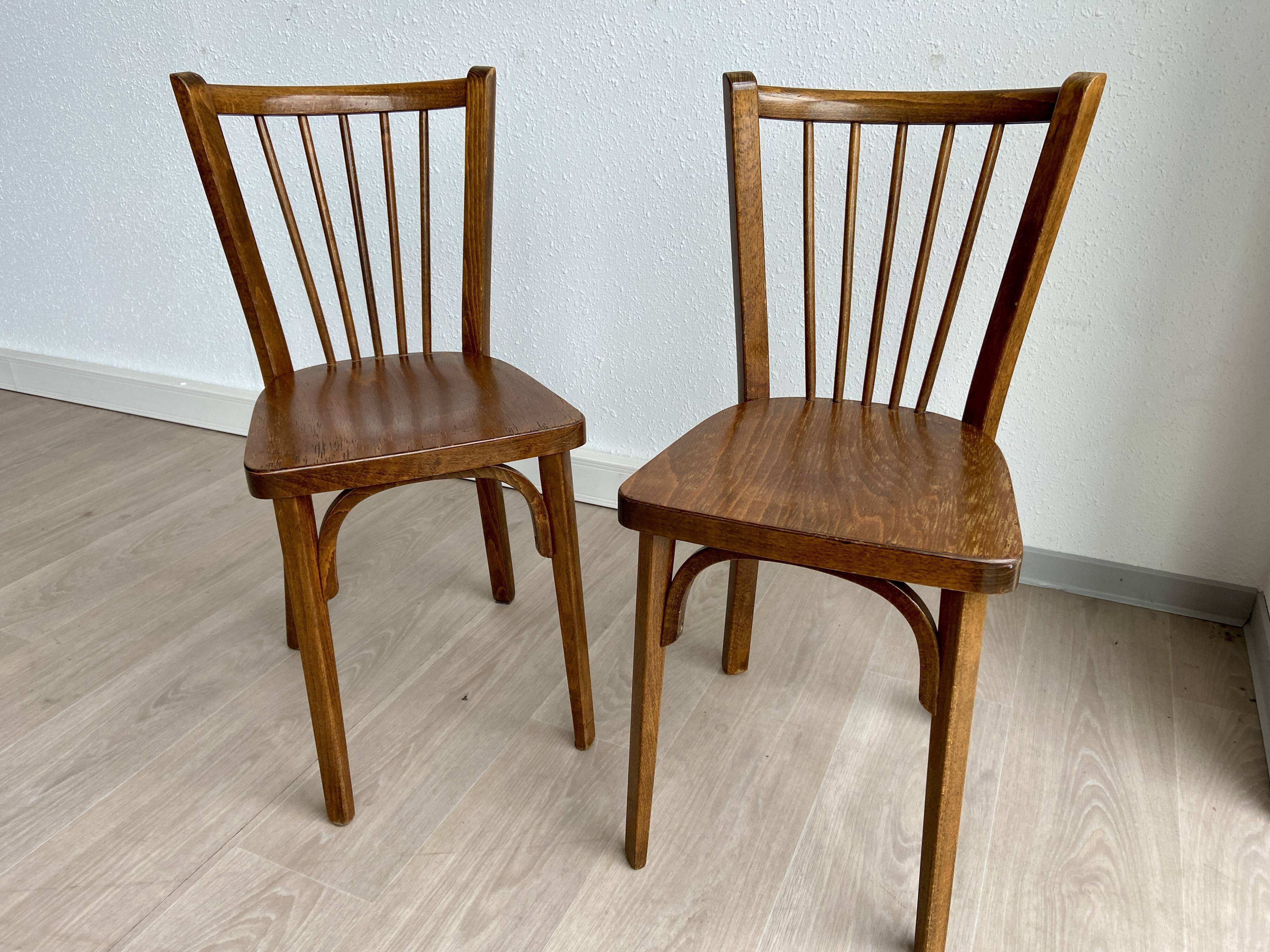 pair of bistro chairs Baumann 60s model Nr 12 Fanett