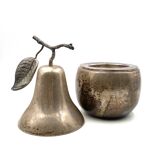 Modern silver-plated Pear wine cooler / ice bucket, Teghini Firenze Italy 1970s