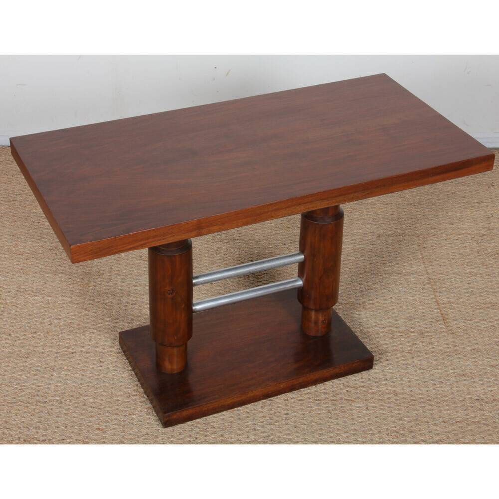 Modernist coffee table in wood and chrome metal, 1930.