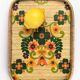 1970s floral patterned tray in rattan and plastic