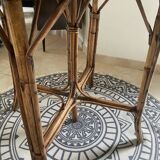 Rattan bistro table with glass top