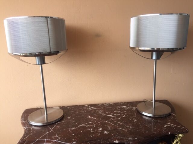 Pair of metal lamps