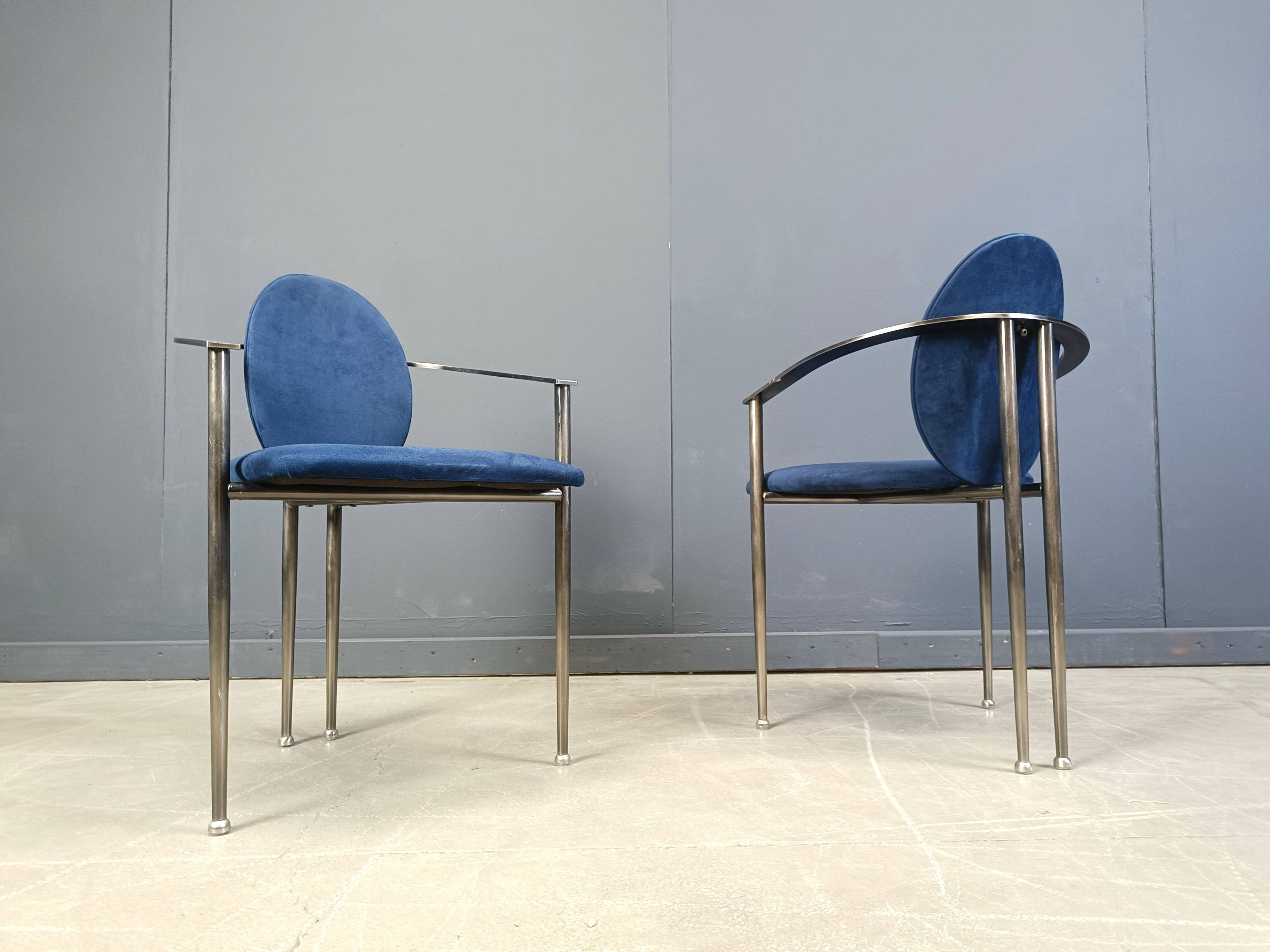 Ensemble de 6 chaises de salle à manger postmodernes par Belgochrom, années 1980