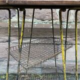 Vintage industrial harness serving hexagonal commercial console in metal & wood Vintage 1950