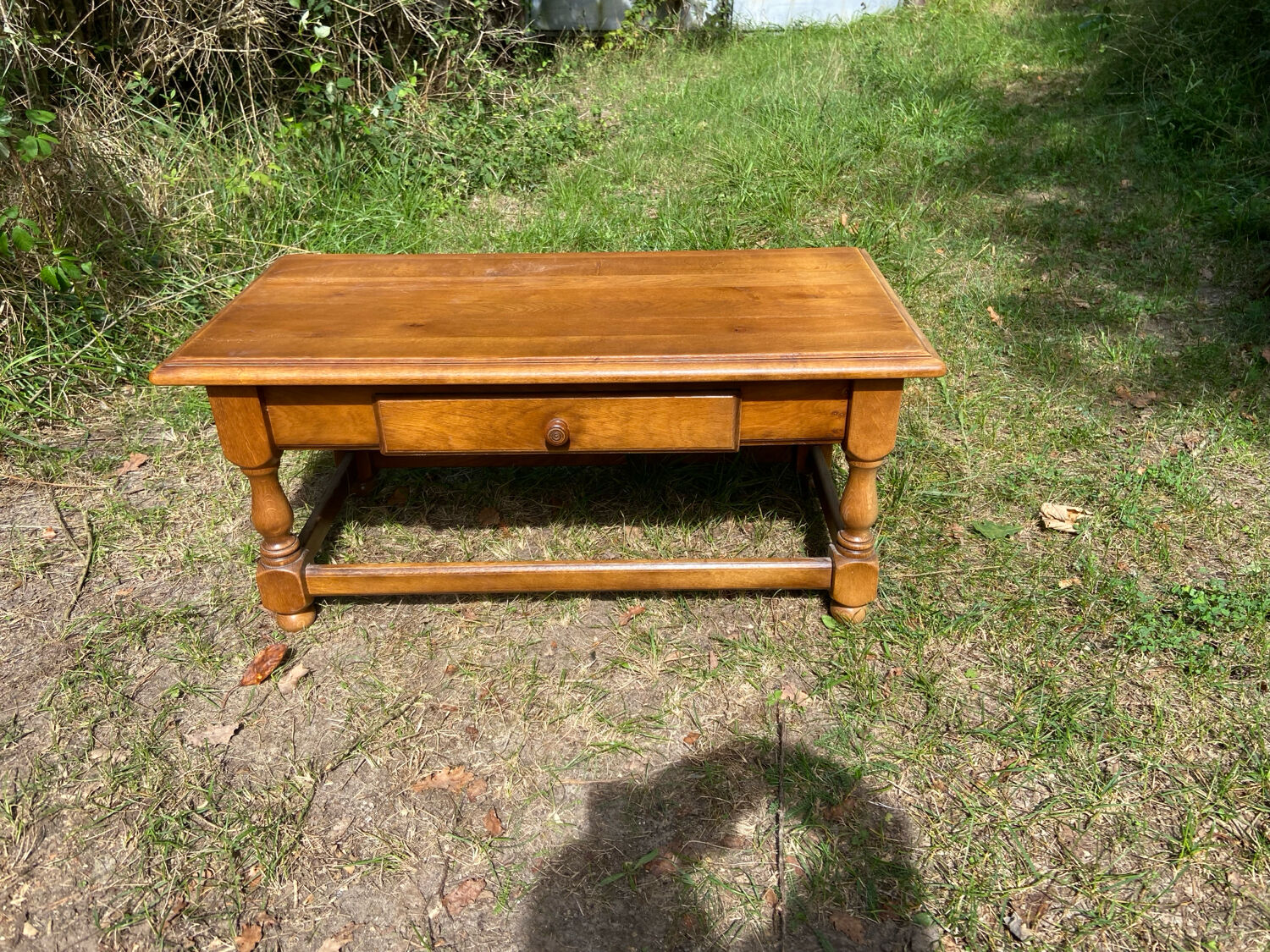 Solid oak coffee table from the 1970s.