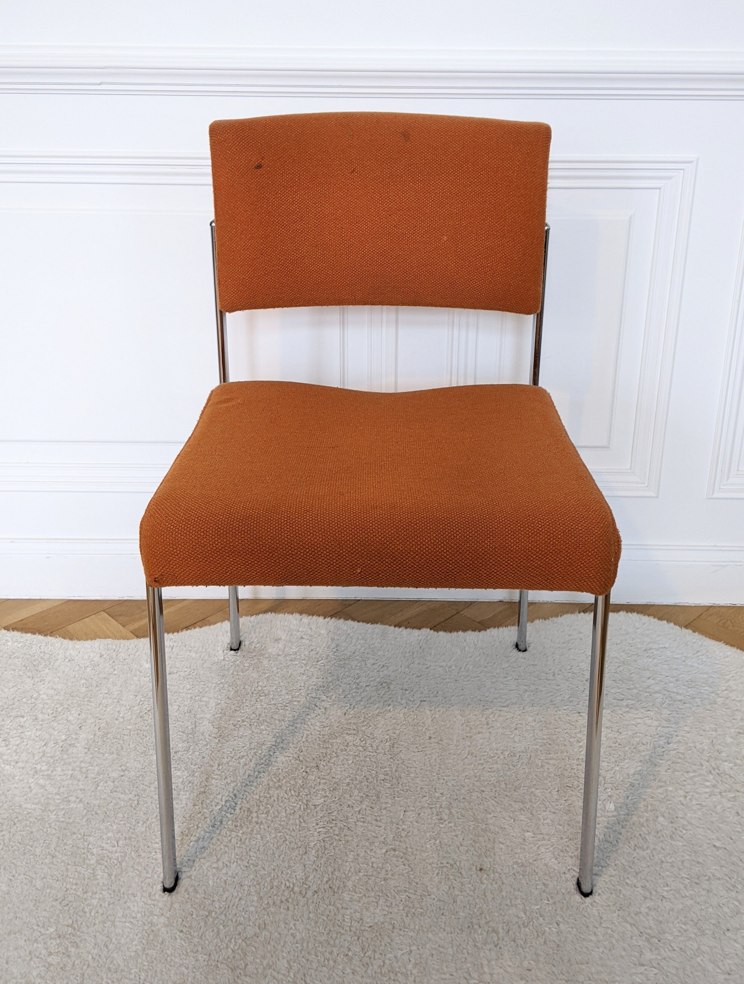 Orange chrome fabric chair