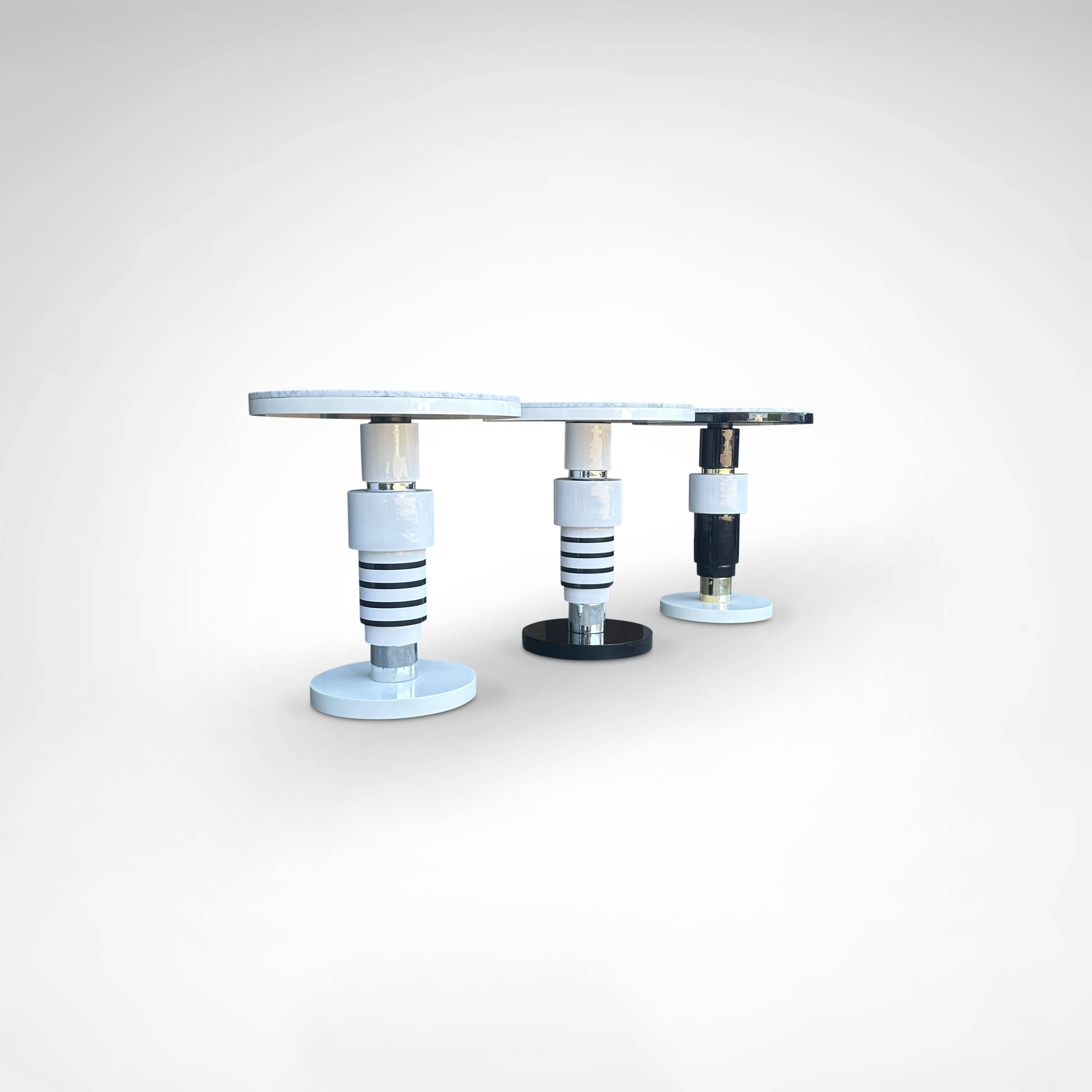 table d'appoint en céramique et marbre de style Memphis par Casalto 2