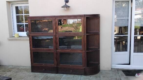 Large modular vintage display cabinet pierre cruiege for martin du