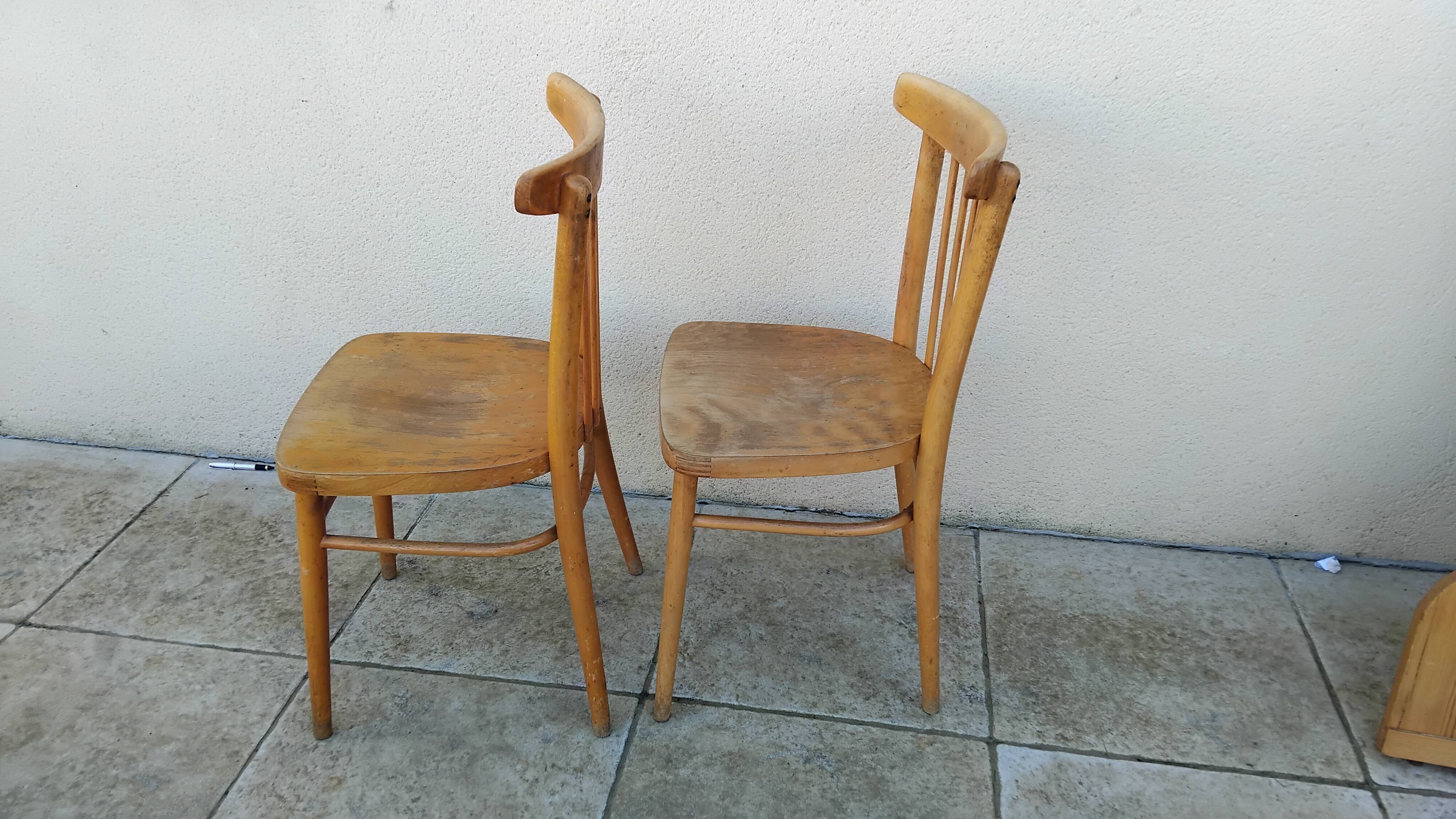 2 light bistro chairs thonet stamped czechoslovakia vintage