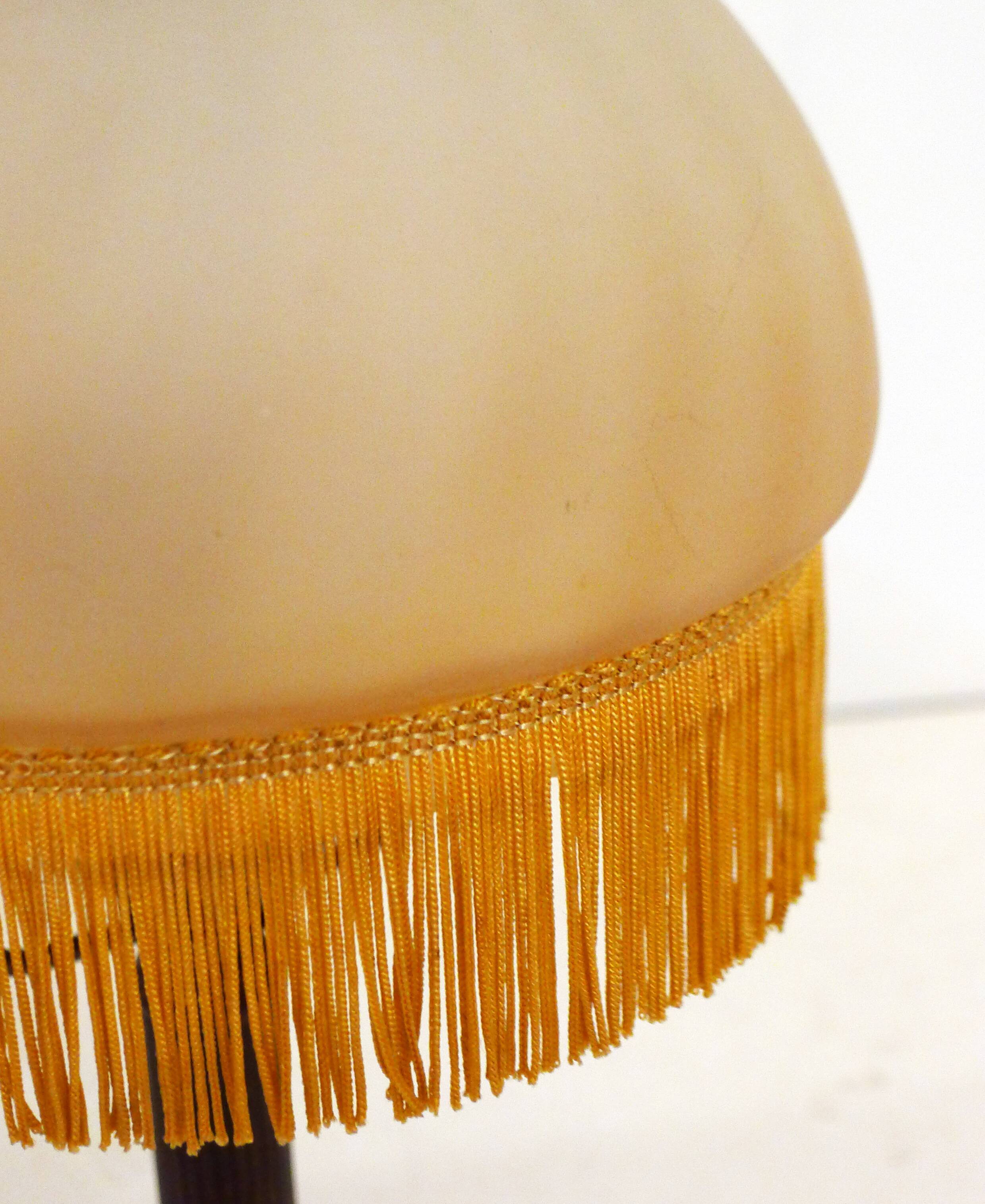Lampe abat-jour verre & franges