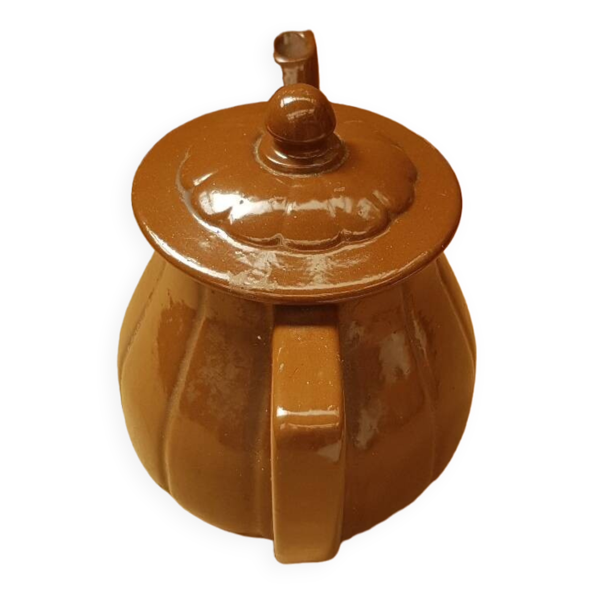 Old vintage brown ceramic romeo teapot