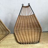 Wall shelves 50s metal and rattan