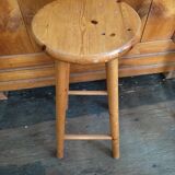 High bar stool in weathered wood round seat