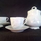 Limoges, Camille Tharaud - Coffee service for 8 people. in Limoges porcelain, “Swan” decor