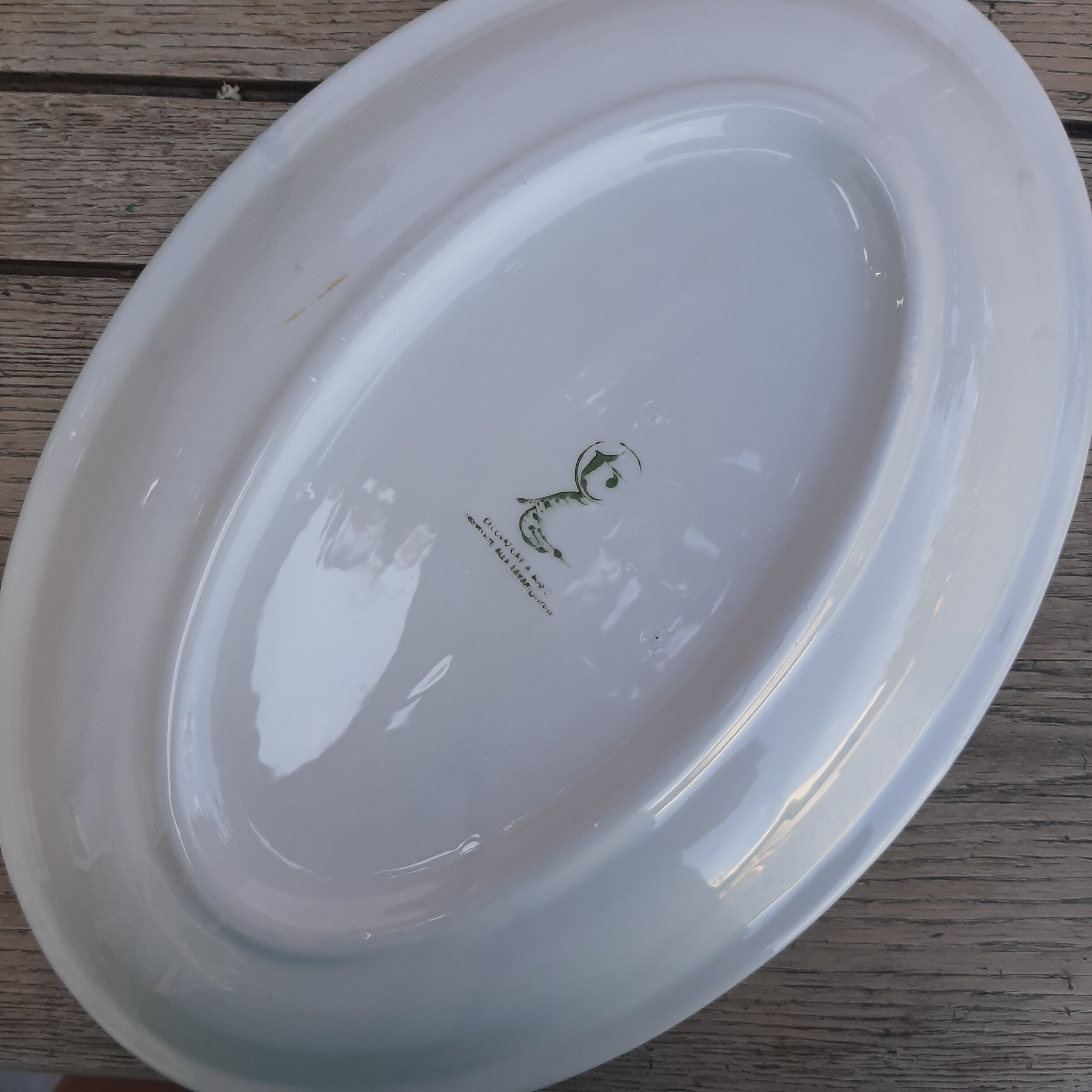 Orange and brown oval dish