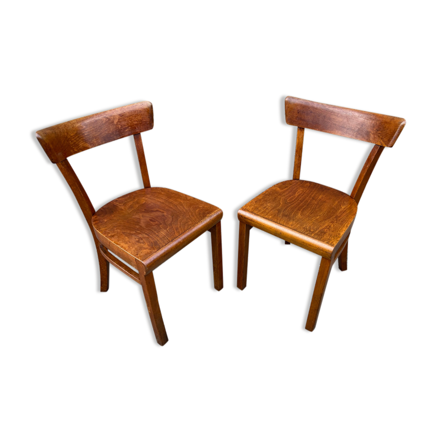 Paire de chaises bistrot bois courbé  1950