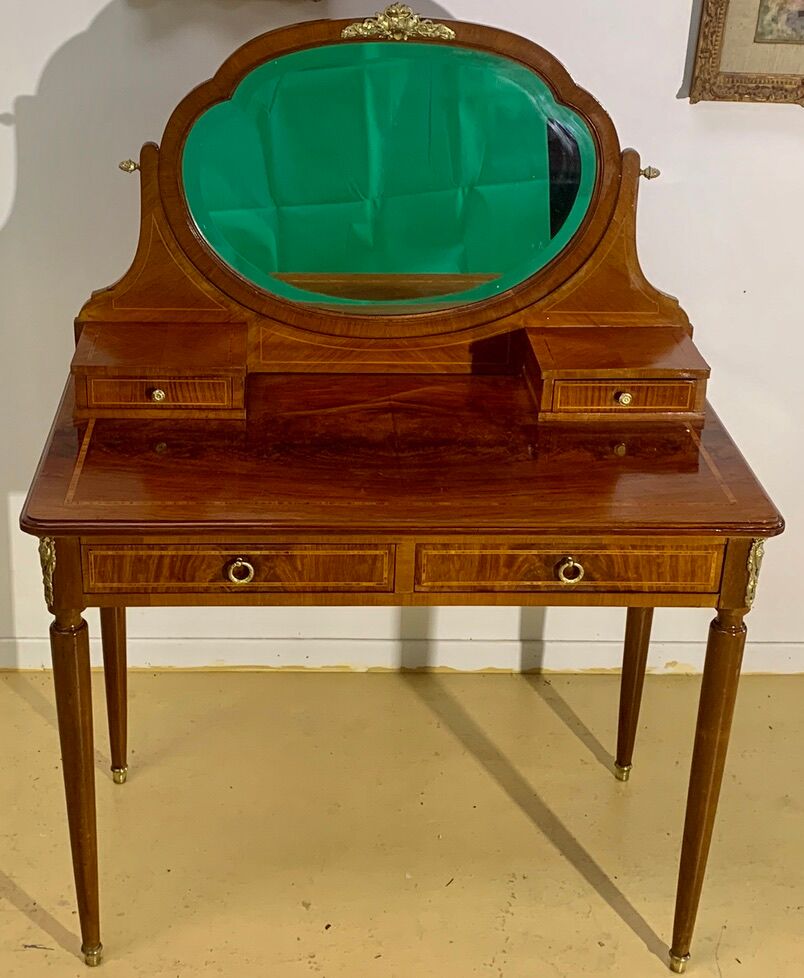 Louis XVI style dressing table in rosewood marquetry