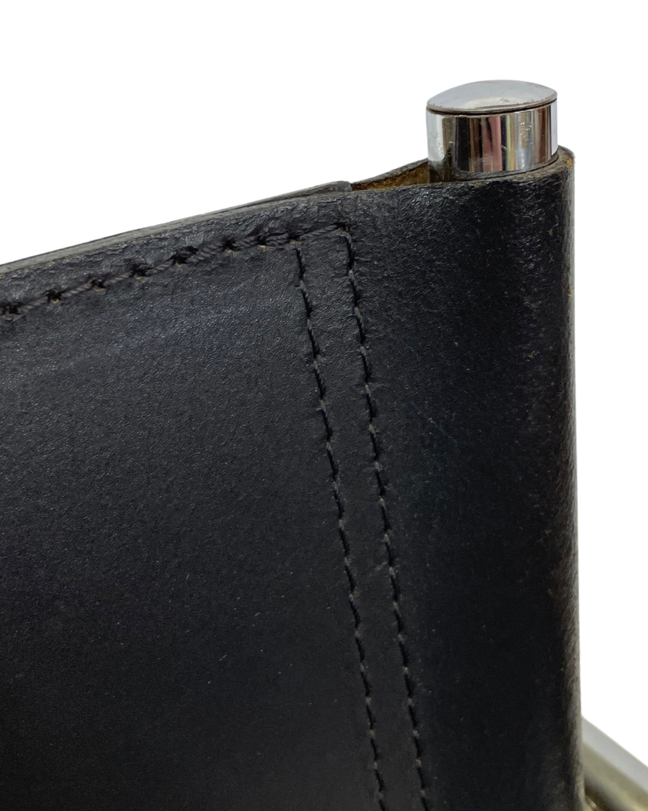 Set of 4 bauhaus cantilever chairs black leather and chrome design