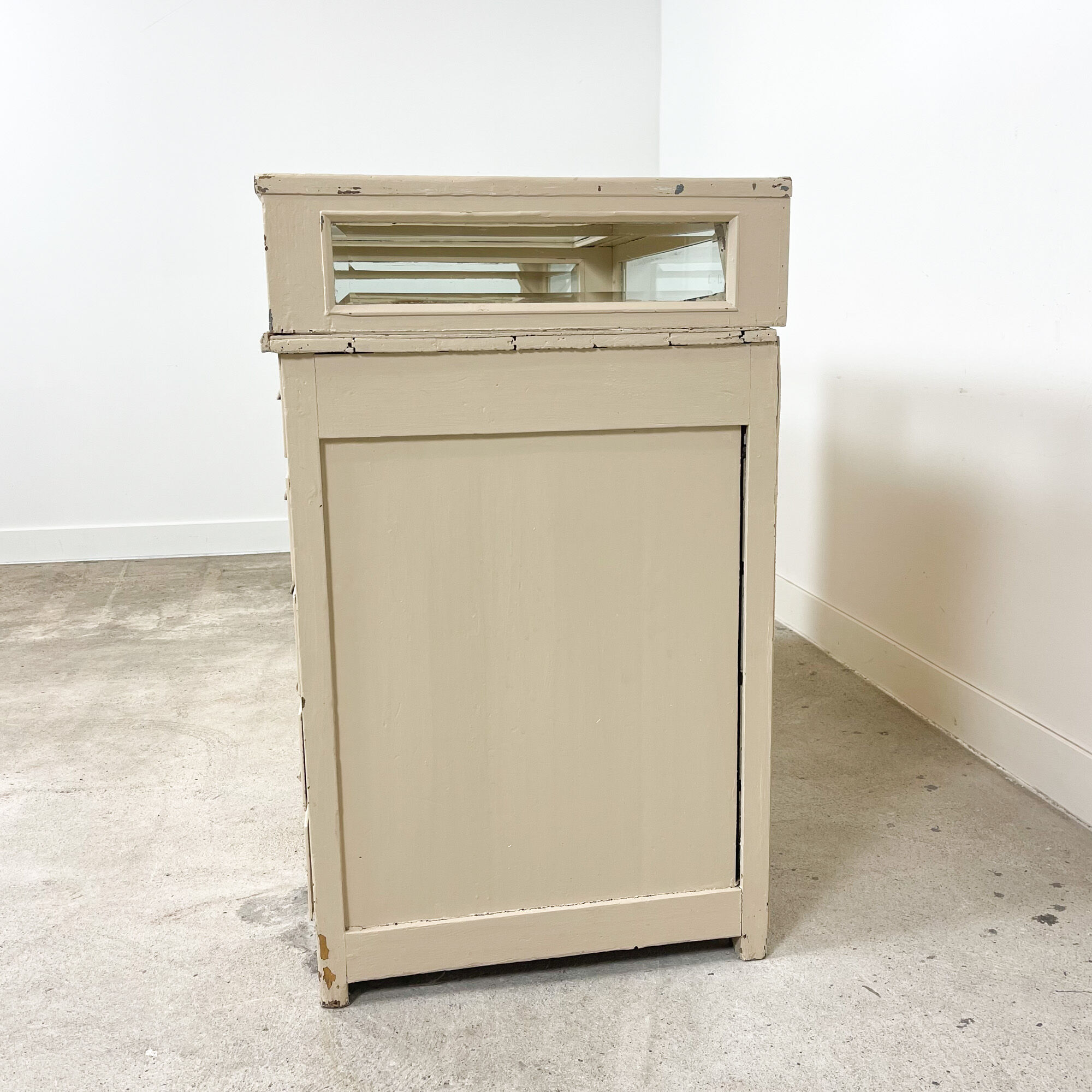 Vintage painted jewellery counter with top display