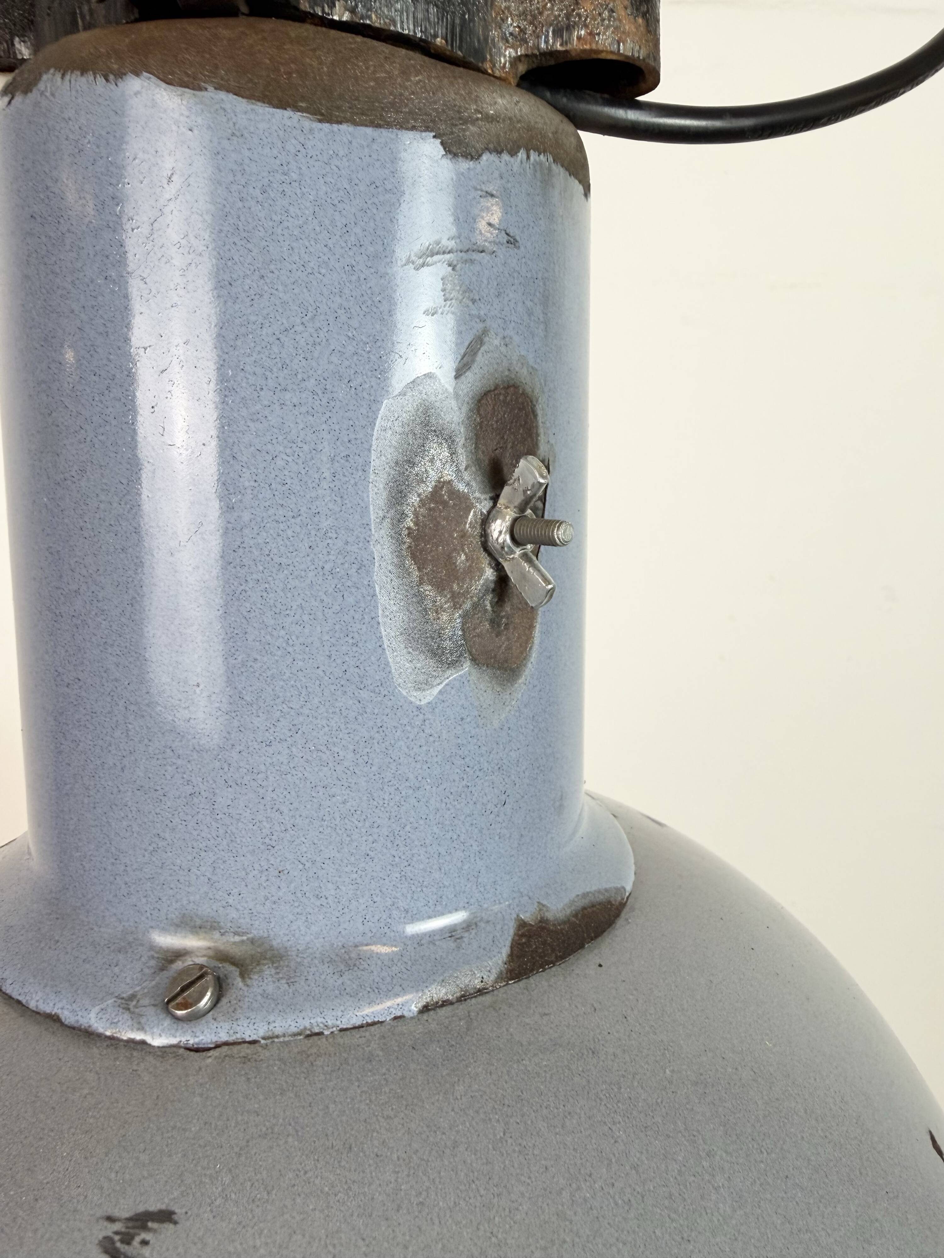 Industrial Grey Enamel Bauhaus Pendant Lamp, 1930s