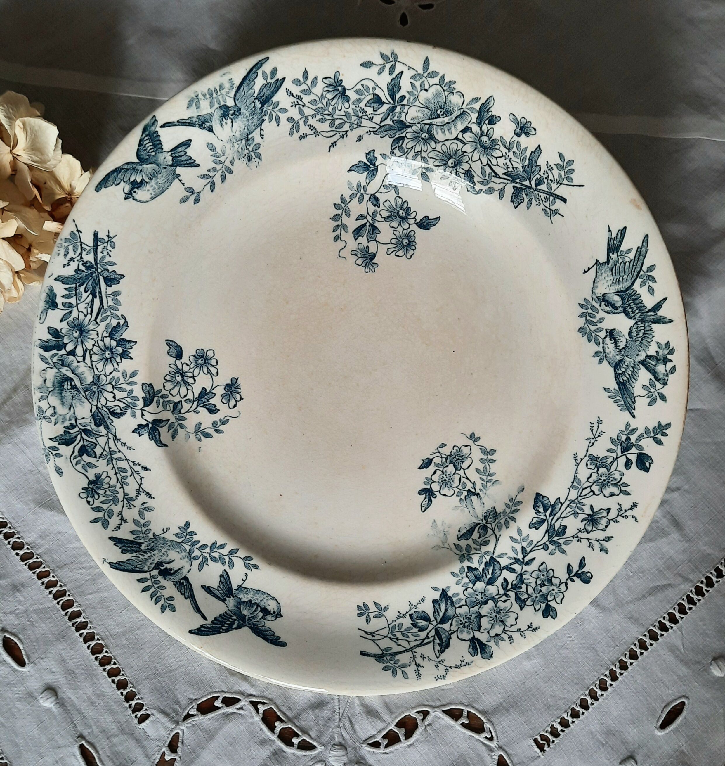 Old flat plates mismatched in earthenware