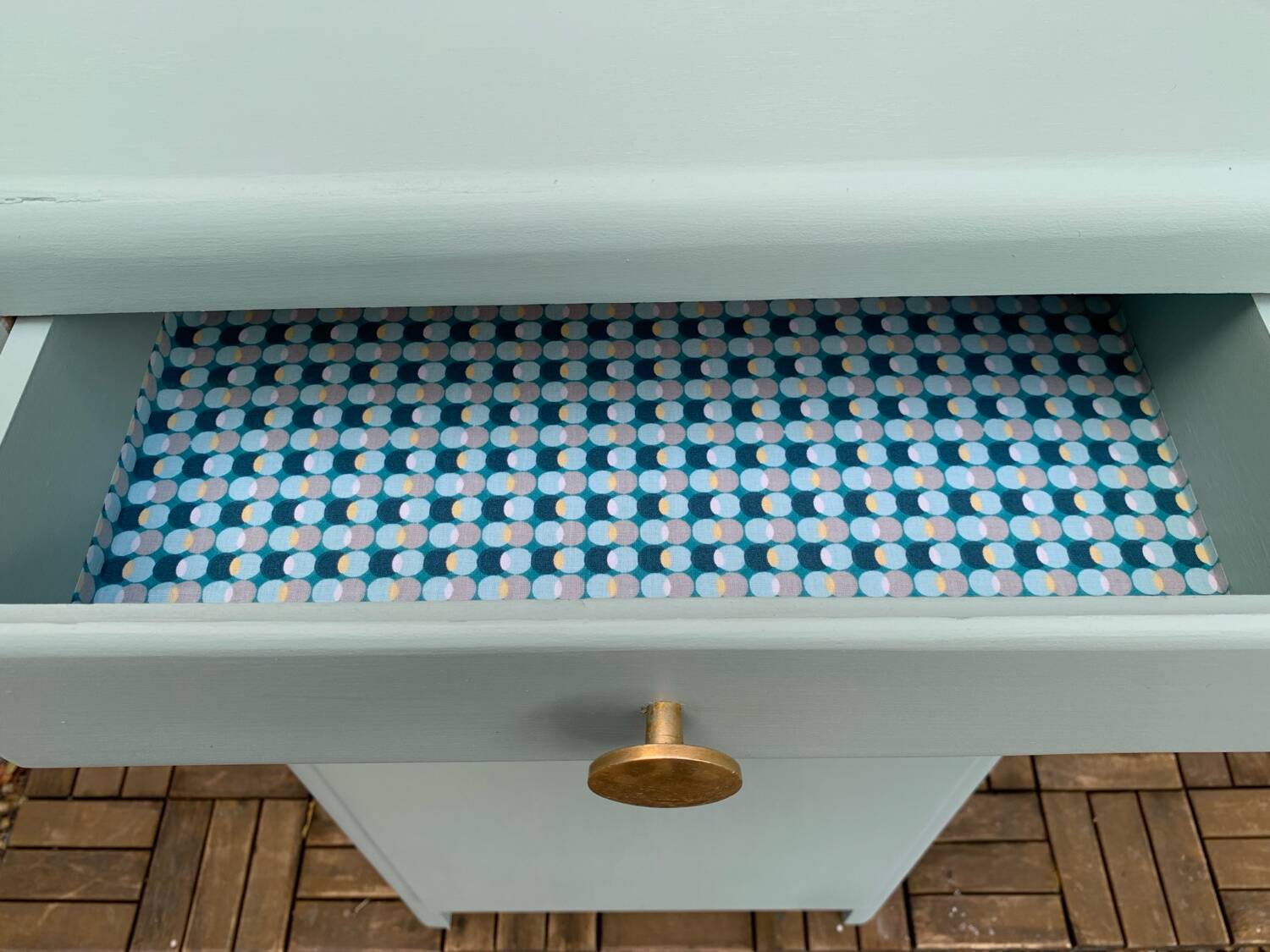 Vintage gray green bathroom chest of drawers