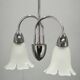 1950s Chrome and Floral Glass Chandelier by Elektroinstala Děčín