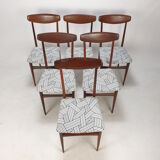 Set of 6 Mid Century Italian Teak Dining Chairs, 1950s