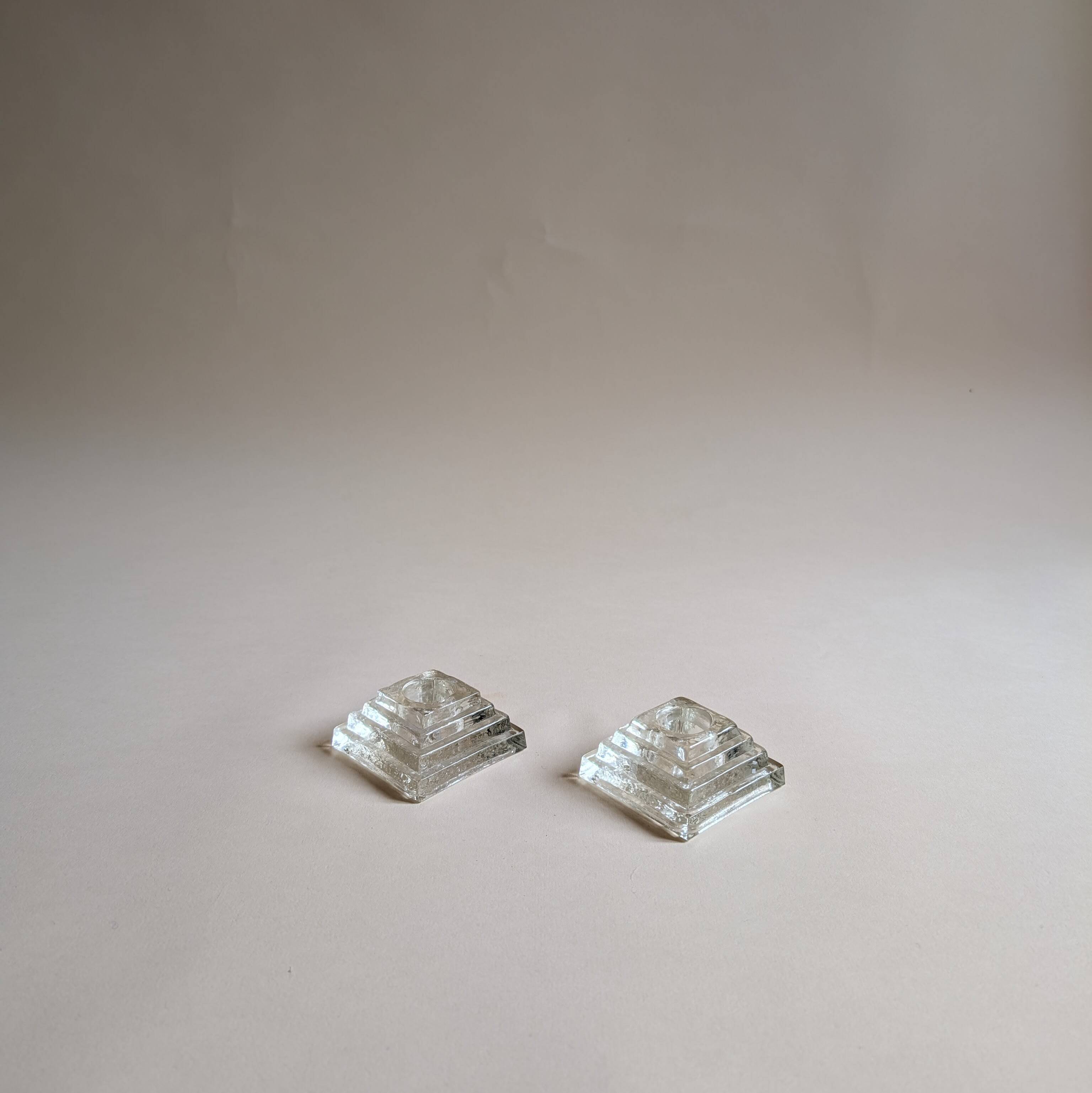 Pair of glass candlesticks