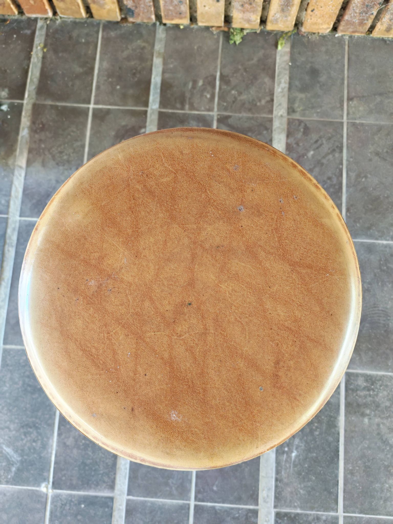 Industrial tripod stool with screw Jide Limoges 1950