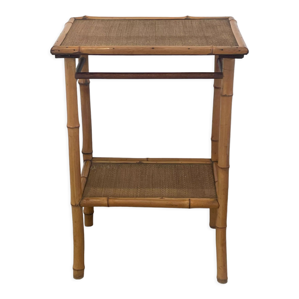 Table d'appoint, desserte en bambou et bois, vintage