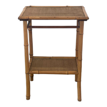 Table d'appoint, desserte en bambou et bois, vintage