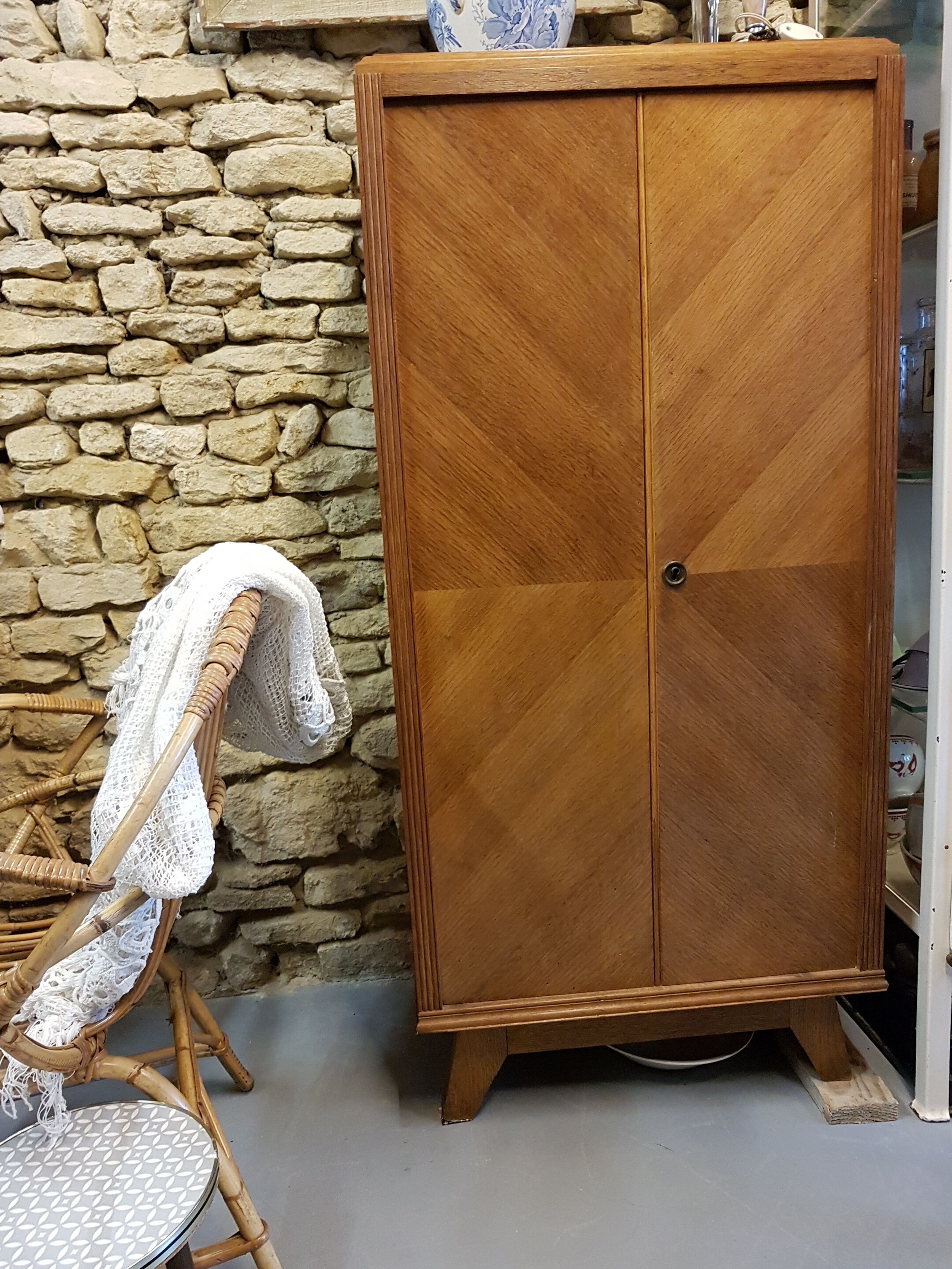 Small vintage wooden wardrobe