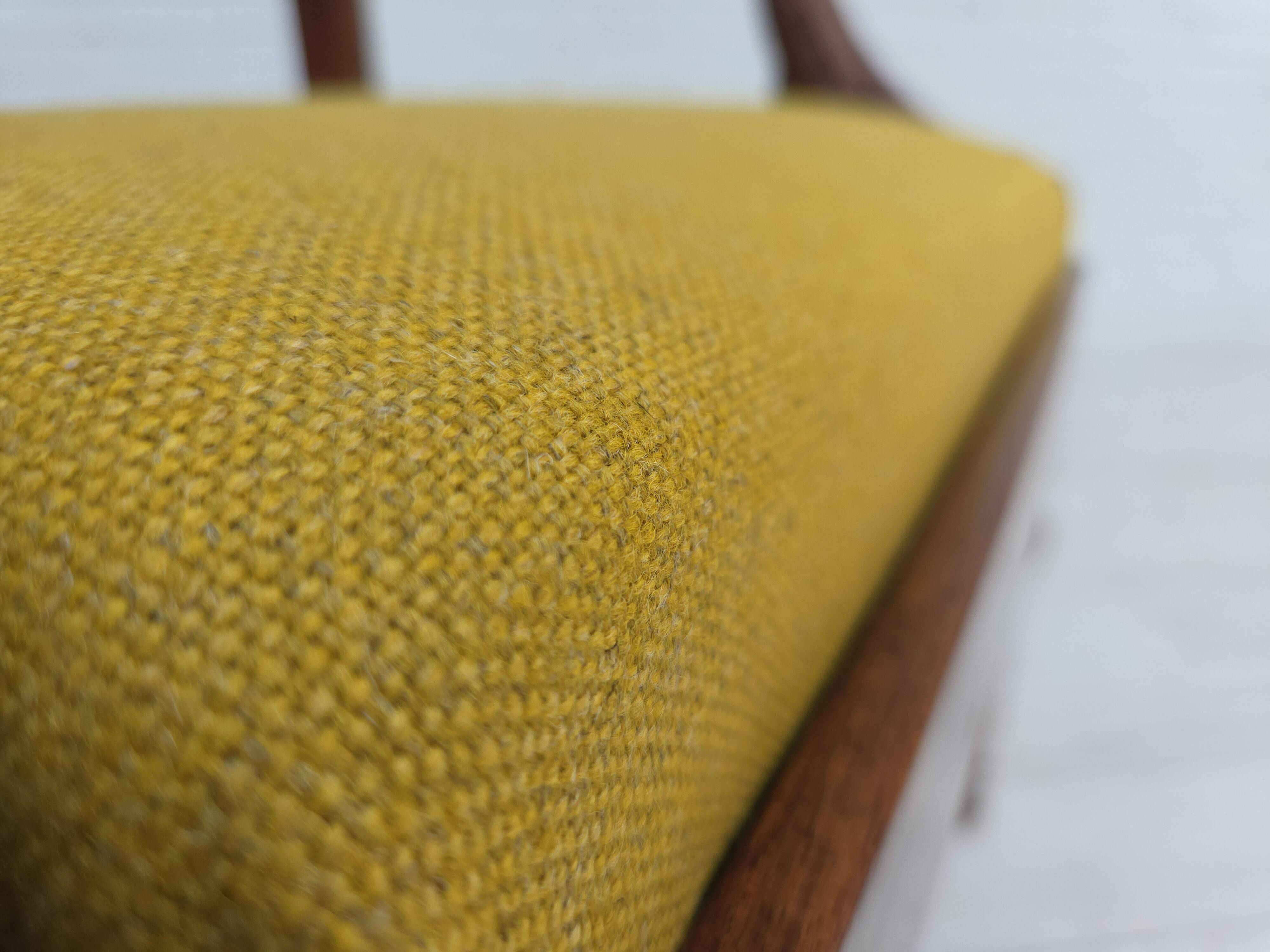 1920-30s, carved wood armchair, design after Georges Jacob, reupholstered.