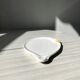 Elegant serving dish in vintage white goose ceramic. Signed DH