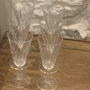 6 vintage champagne flutes patterned leaves or petals