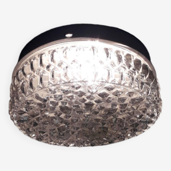 Vintage ceiling light / wall light - Molded glass - diamond tips - 1970s