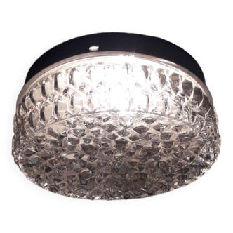 Vintage ceiling light / wall light - Molded glass - diamond tips - 1970s