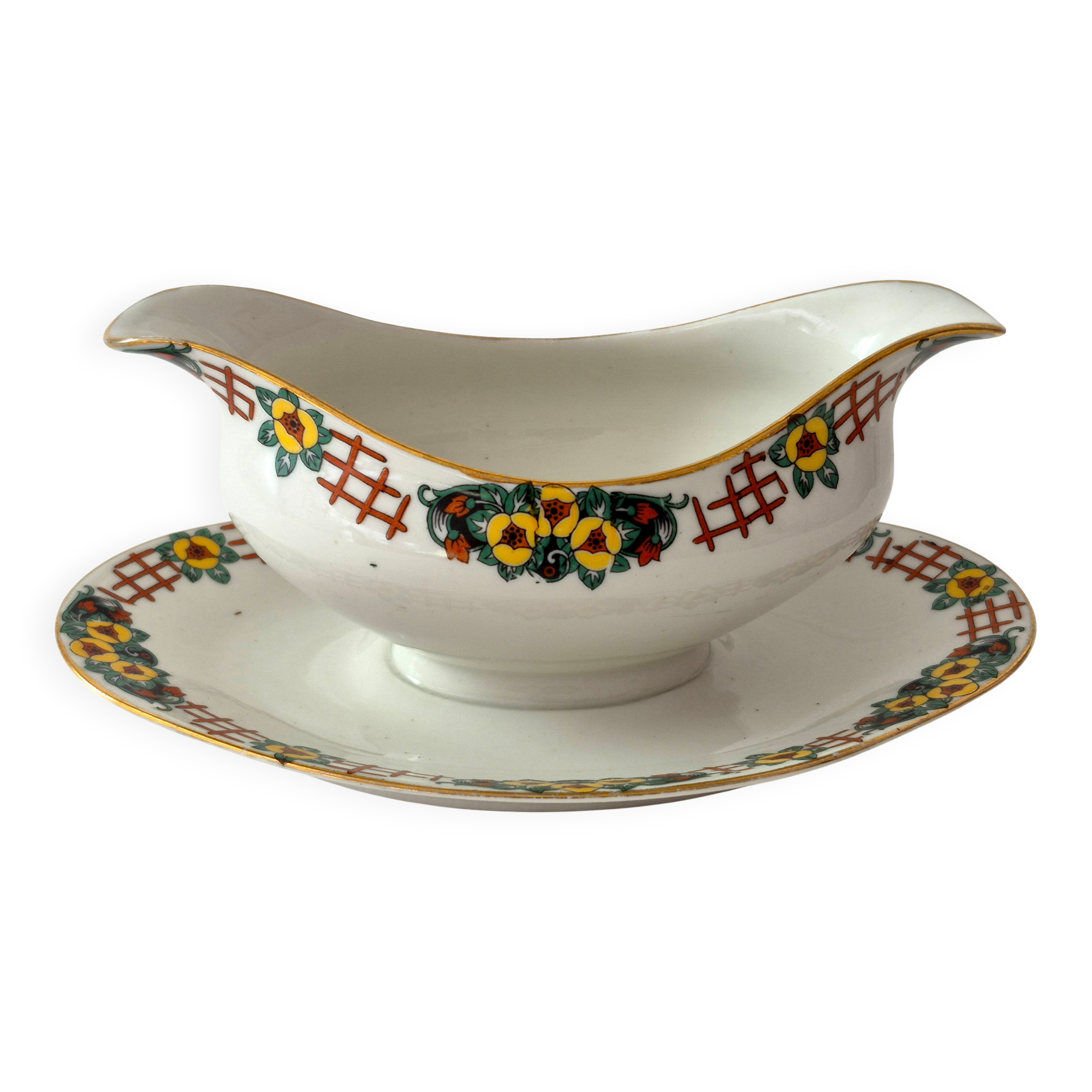 Art Deco sauce boat porcelain from Limoges, André François, A568