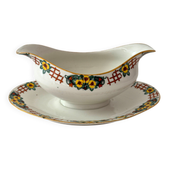Art Deco sauce boat porcelain from Limoges, André François, A568