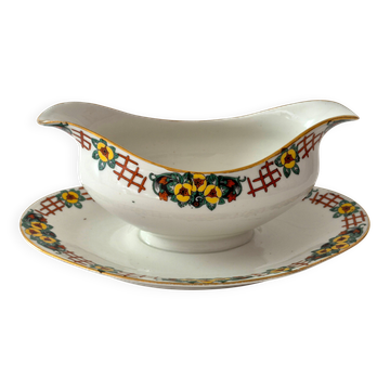 Art Deco sauce boat porcelain from Limoges, André François, A568