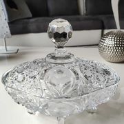 Bonbonnière stylé Boho tchèque en cristal de Bohème
