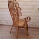 Fauteuil peacock en rotin des années 60