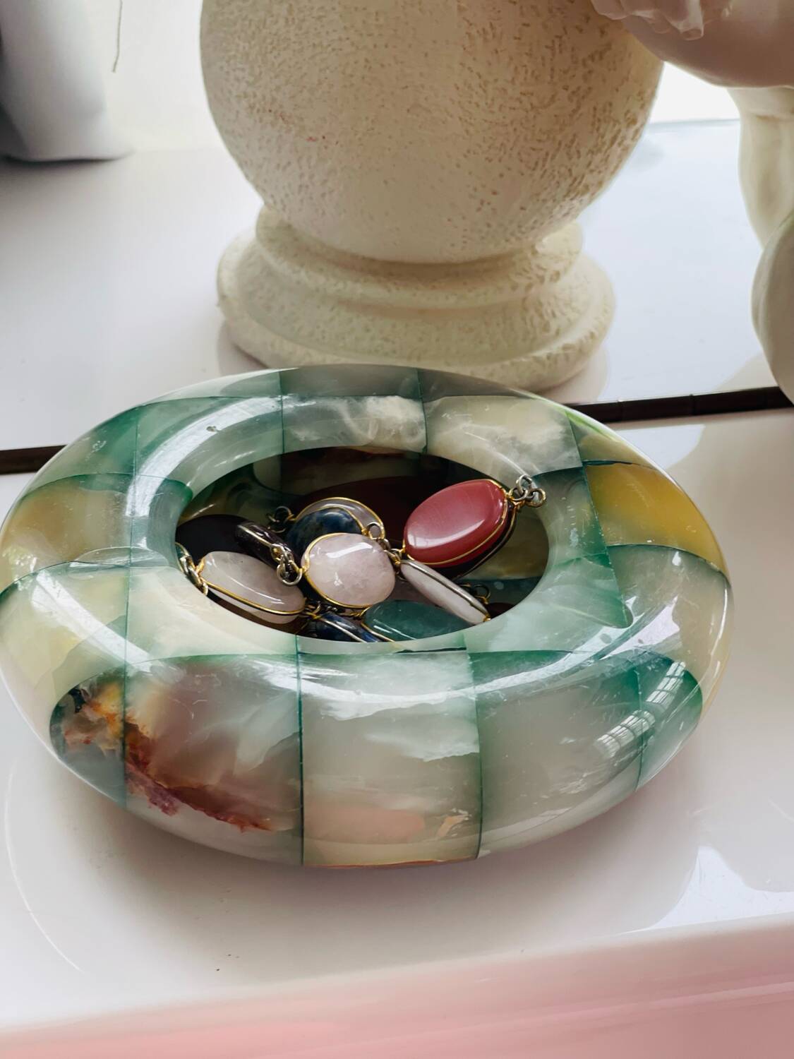 Onyx/marble ashtray or tray – natural stone assembly