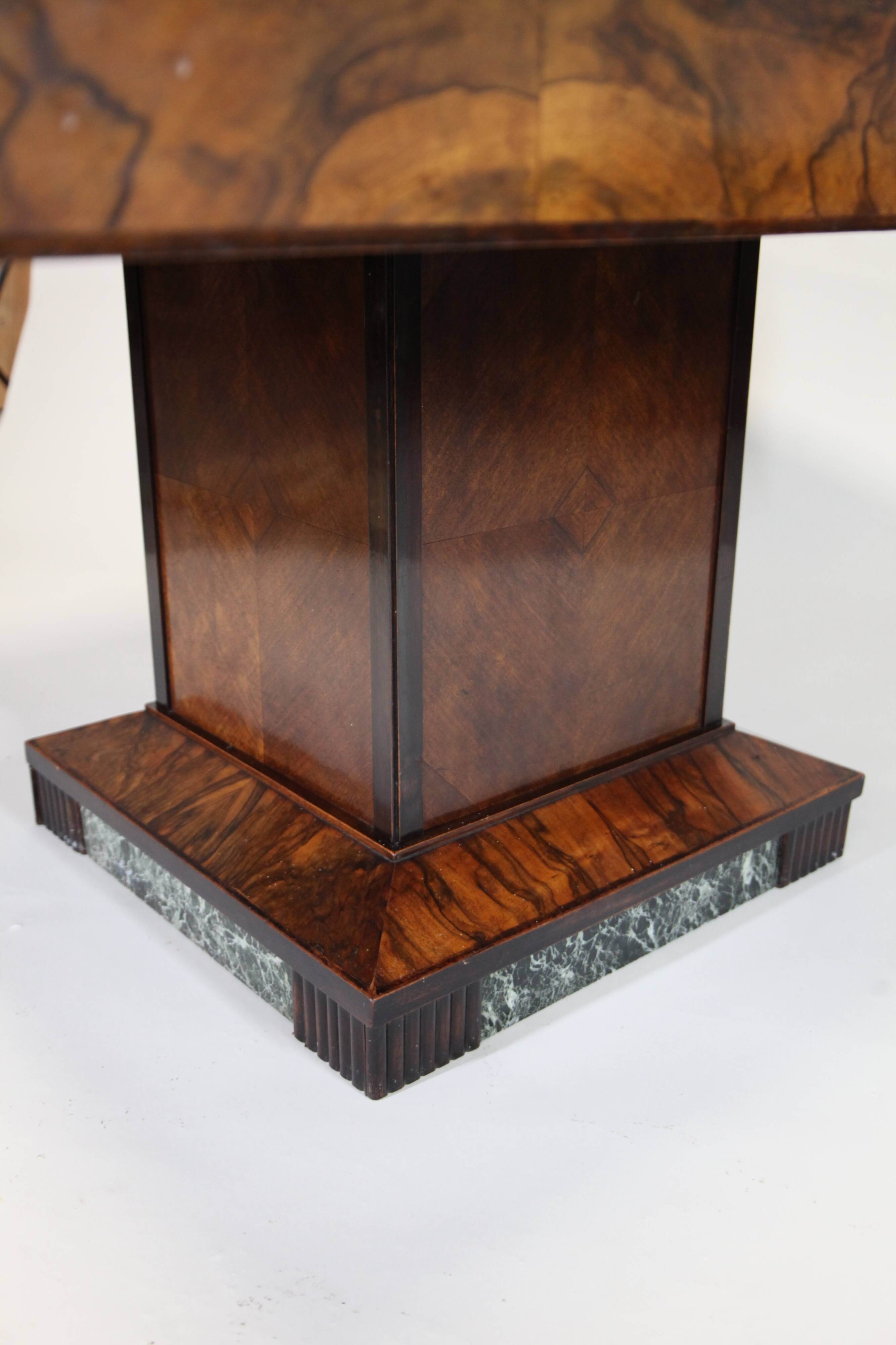 Art Deco Dining Table in Walnut Burl, 1930s